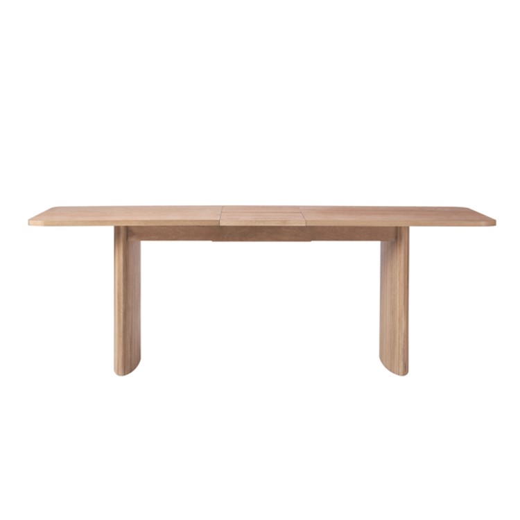 Large Rectangular Light Oak Extendable Dining Table Set with 6 Curved Cream Chairs - Seats 6 - Jarel