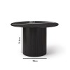 Round Black Oak Dining Table Set with 4 Beige Fabric Chairs - Seats 4 - Jarel