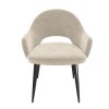 Round Black Oak Dining Table Set with 4 Beige Fabric Chairs - Seats 4 - Jarel