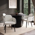 BUN/JAR009/95581 Round Black Oak Dining Table Set with 4 Cream Upholstered Chairs - Seats 4 - Jarel
