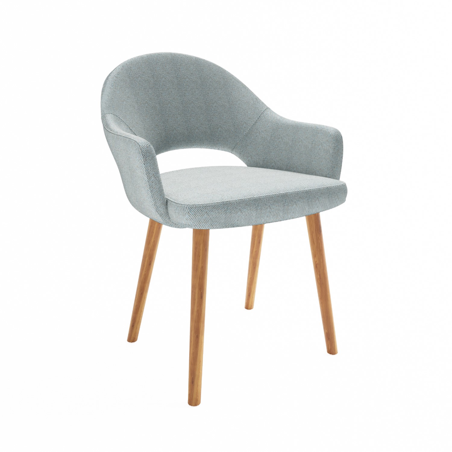Oak Round Dining Table With 4 Herringbone Fabric Dining Chairs - Jarel ...