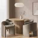BUN/JAR012/91380 Round Light Oak Dining Table Set with 4 Mink Velvet Chairs - Seats 4 - Jarel