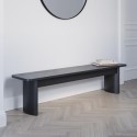 BUN/JAR016A/92835 Large Black Oak Hallway Bench with Fluted Legs  -  180cm  -  Seats 3  -  Jarel