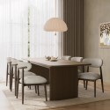 BUN/JAR018B/101072 Walnut Finish Extendable Dining Table Set with 6 Beige Upholstered Dining Chairs - Seats 6 - Jarel