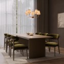BUN/JAR018B/102056 Walnut Finish Extendable Dining Table Set with 6 Green Upholstered Dining Chairs - Seats 6 - Jarel