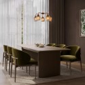 BUN/JAR018B/102060 Walnut Finish Extendable Dining Table Set with 6 Green Upholstered Curved Dining Chairs - Seats 6 - Jarel