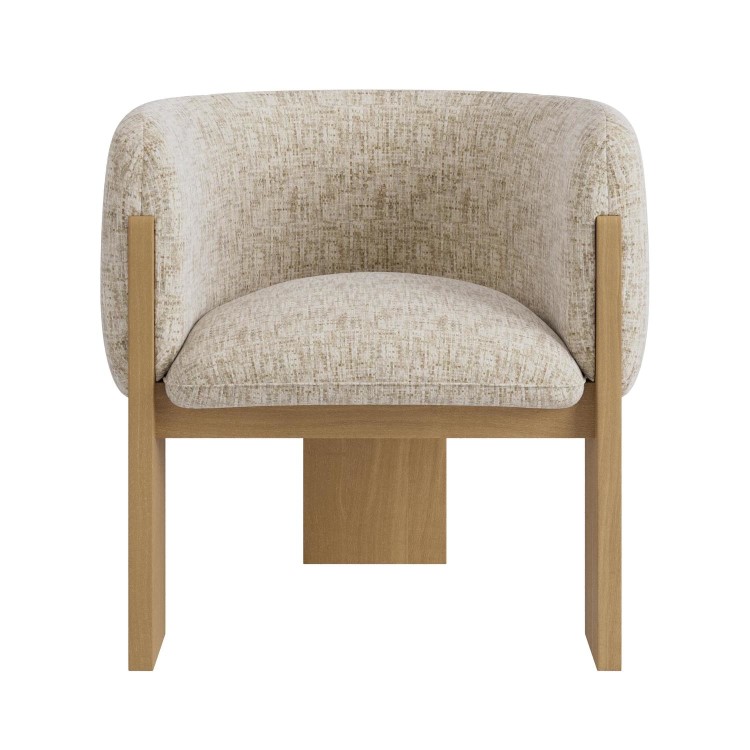 Beige Textured Fabric Curved Armchair - Jordyn