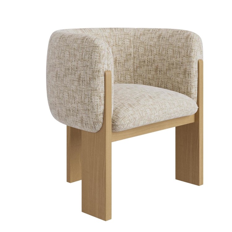 Beige Textured Fabric Curved Armchair - Jordyn