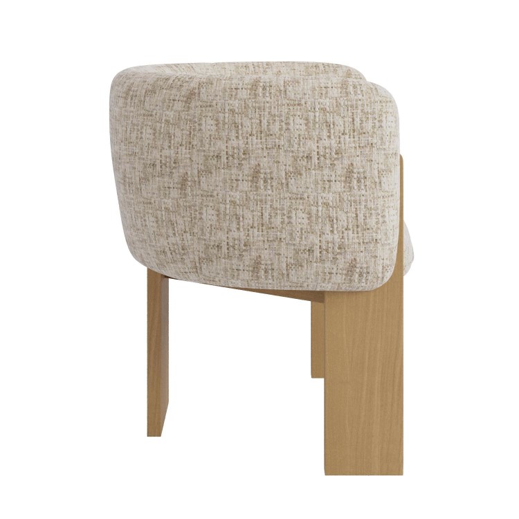 Beige Textured Fabric Curved Armchair - Jordyn