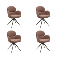 Set of 4 Brown Boucle Swivel Dining Chairs - Joelle Set of 4 Brown Boucle Swivel Dining Chairs - Joelle