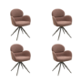 Set of 4 Brown Boucle Swivel Dining Chairs - Joelle