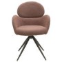 Set of 4 Brown Boucle Swivel Dining Chairs - Joelle