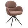 Set of 4 Brown Boucle Swivel Dining Chairs - Joelle