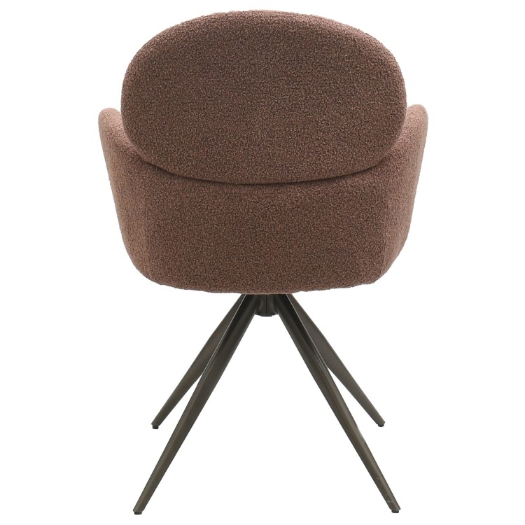 Set of 4 Brown Boucle Swivel Dining Chairs - Joelle