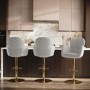 Set of 3 Beige Boucle Adjustable Swivel Bar Stools with Back - Joelle