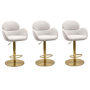 Set of 3 Beige Boucle Adjustable Swivel Bar Stools with Back - Joelle