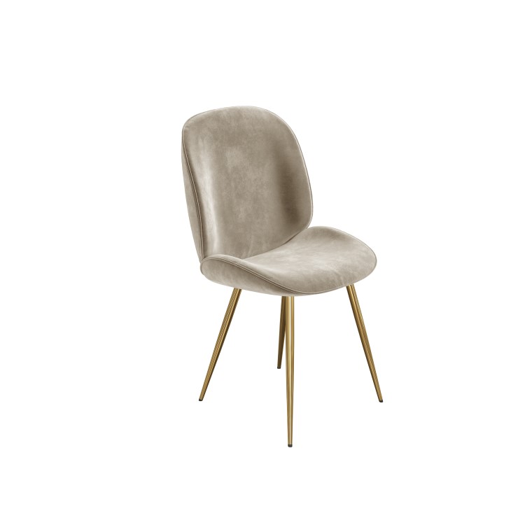 Set of 4 Mink Velvet Dining Chairs with Gold Legs - Jenna