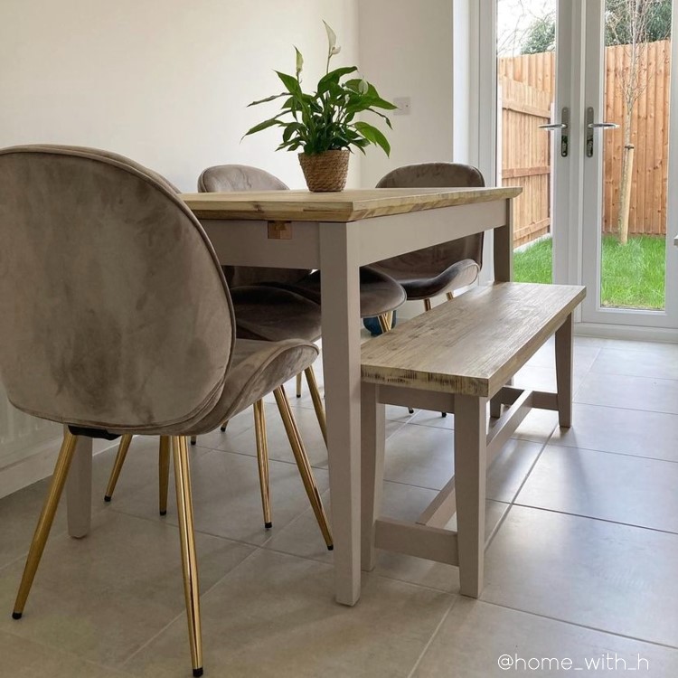 Set of 4 Mink Velvet Dining Chairs with Gold Legs - Jenna