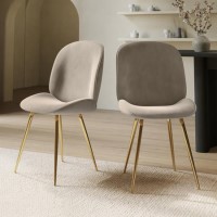 Set of 2 Mink Velvet Dining Chairs with Gold Legs - Jenna Set of 2 Mink Velvet Dining Chairs with Gold Legs - Jenna