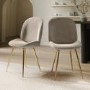Set of 2 Mink Velvet Dining Chairs with Gold Legs - Jenna