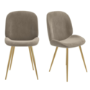 Set of 2 Mink Velvet Dining Chairs with Gold Legs - Jenna