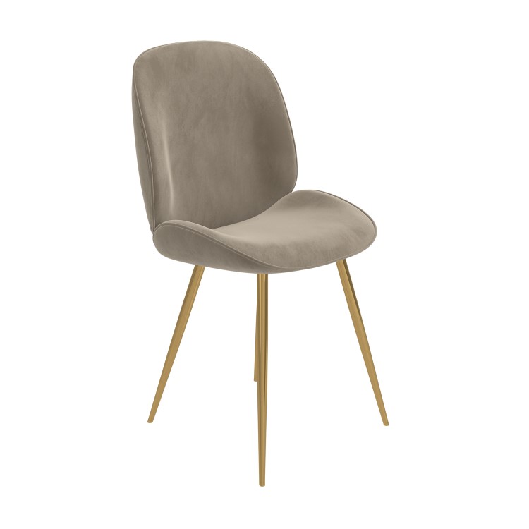 Set of 2 Mink Velvet Dining Chairs with Gold Legs - Jenna