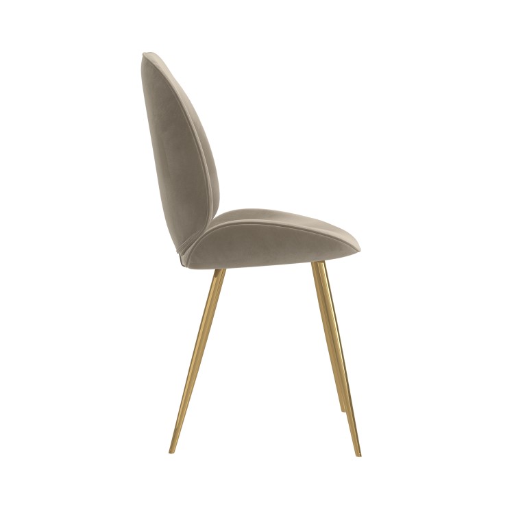 Set of 2 Mink Velvet Dining Chairs with Gold Legs - Jenna