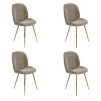 Set of 4 Mink Velvet Dining Chairs with Gold Legs - Jenna Set of 4 Mink Velvet Dining Chairs with Gold Legs - Jenna