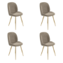 Set of 4 Mink Velvet Dining Chairs with Gold Legs - Jenna