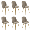 BUN/JNN004MGA/97747 Set of 6 Mink Velvet Dining Chairs with Gold Legs - Jenna