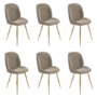 Set of 6 Mink Velvet Dining Chairs with Gold Legs - Jenna