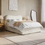 Cream Upholstered Double Bed Frame with Storage Drawers – Joanie