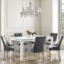 Jewel Large White High Gloss Dining Table with 6 Grey Velvet Dining Chairs