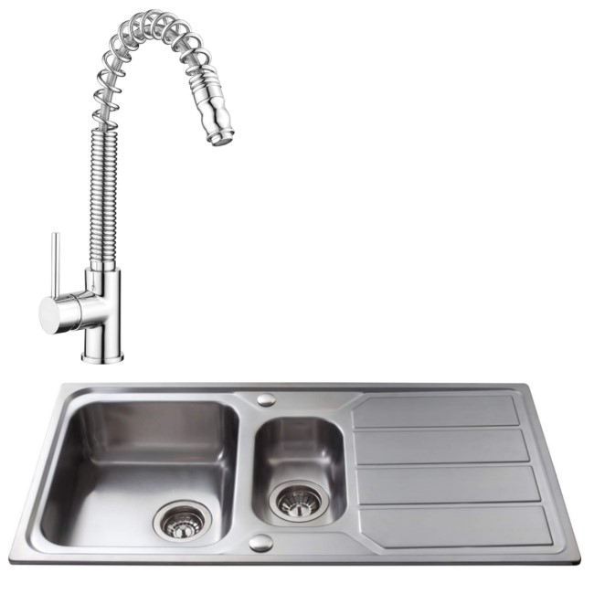 1.5 Bowl Stainless Steel Sink & Pull Out Mixer Tap Pack