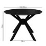 Small Round Black Dining Table Set with 4 Beige Upholstered Chairs - Seats 4 - Karie