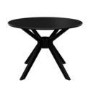 Small Round Black Dining Table Set with 4 Beige Upholstered Chairs - Seats 4 - Karie