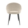 Round Black Dining Table with 4 Beige Fabric Dining Chairs - Karie