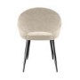 Small Round Black Dining Table Set with 4 Beige Upholstered Chairs - Seats 4 - Karie