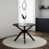 4 Seater Round Black Dining Set with 4 Black Spindle Dining Chairs - Karie
