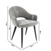 4 Seater Dining Set with Round Black Table and Grey Fabric Dining Chairs - Karie