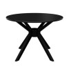 4 Seater Dining Set with Round Black Table and Grey Fabric Dining Chairs - Karie