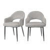 4 Seater Dining Set with Round Black Table and Grey Fabric Dining Chairs - Karie