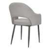 4 Seater Dining Set with Round Black Table and Grey Fabric Dining Chairs - Karie