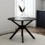 Round Black Dining Table Set with 4 Cream Boucle Chairs - Seats 4 - Karie