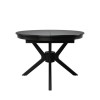 Round Black Extendable Dining Table Set with 6 Beige Fabric Chairs - Seats 6 - Karie