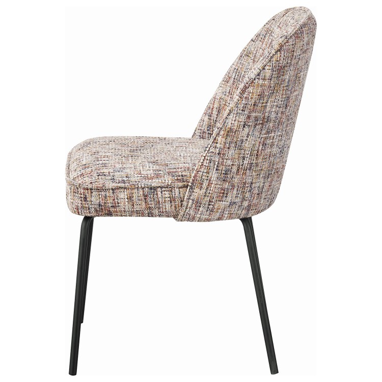Set of 2 Curved Dining Chairs in Multi Coloured Fabric - Celia