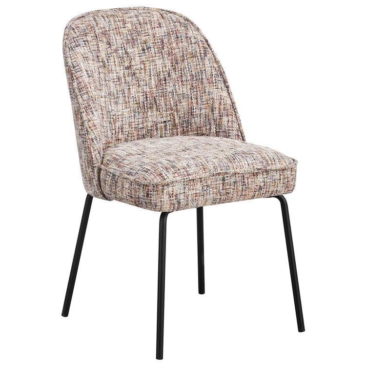Set of 2 Curved Dining Chairs in Multi Coloured Fabric - Celia