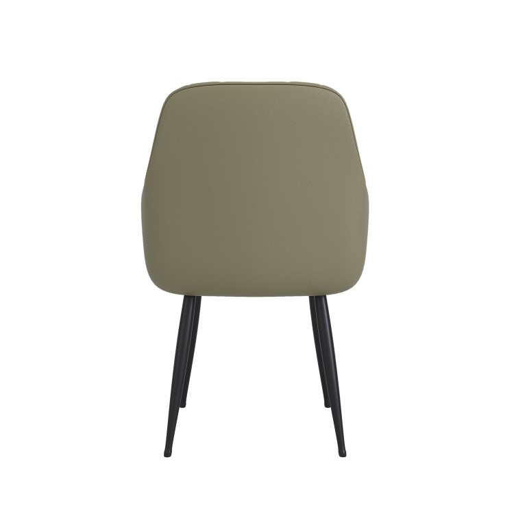 Round to Oval Black Extendable Dining Table Set with 6 Sage Green Faux Leather Chairs - Seats 6 - Karie