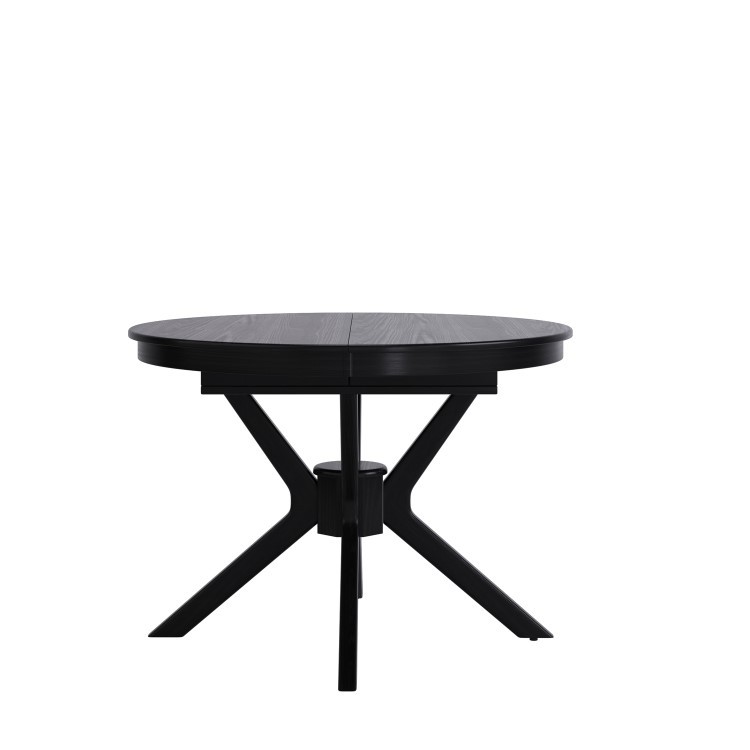 Large Black Wooden Extendable Round to Oval Dining Table - Seats 4 - 6 - Karie