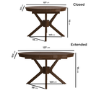 Round to Oval Walnut Extendable Dining Table Set with 4 Cream Upholstered Chairs - Seats 4 - Karie